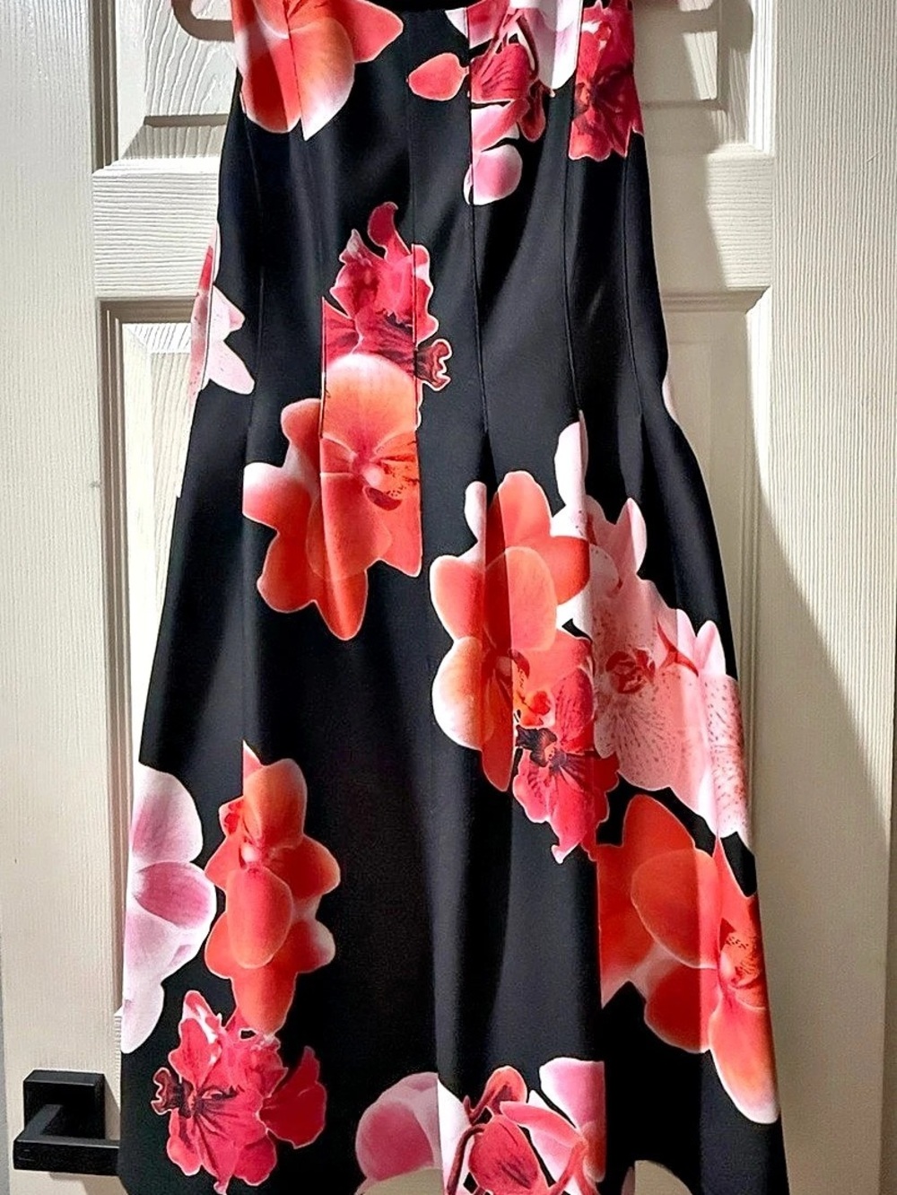 Calvin Klein Floral Sleeveless Scuba Sheath Dress in Black & Pink